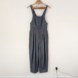 Free People Overalls Womens XS Blue Herringbone Leonie Workwear Wool Blend